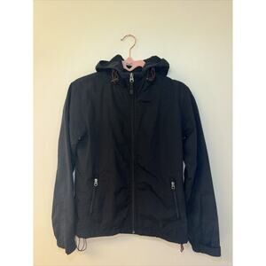 H&M Black Jacket Coat‎ Windbreaker Black Red Detail Sz Xs Basic Raincoat Womens